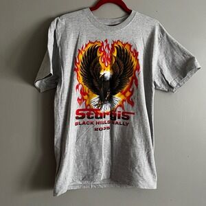 Vintage Sturgis Black Hills Rally 2005 Shirt Large Gray Eagle Biker Rock Moto
